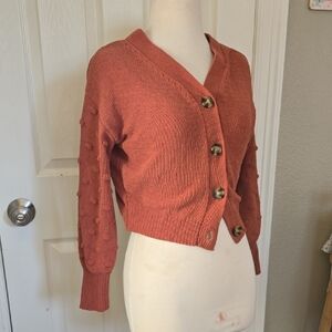 moon & madison Terracotta Button-Up Cardigan